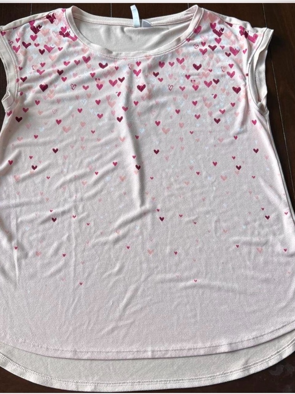 Elle Pink Tee with Scattered Hot Pink Heart Print
